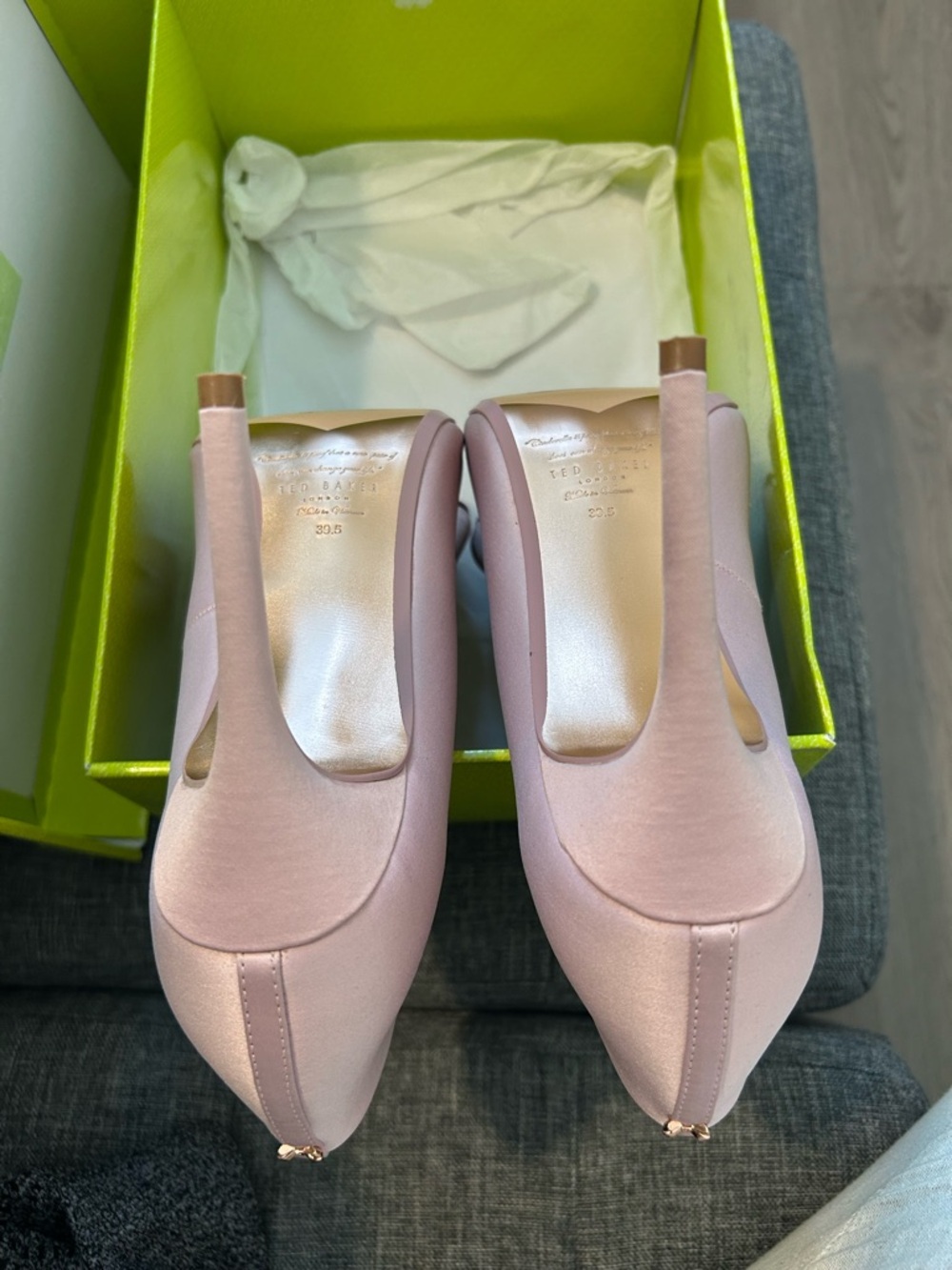 Ted Baker Blush Satin Pointed-Toe Bow Heels - Picture 2 of 8